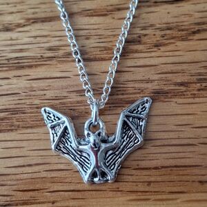 Silver Bat Pendant Necklace